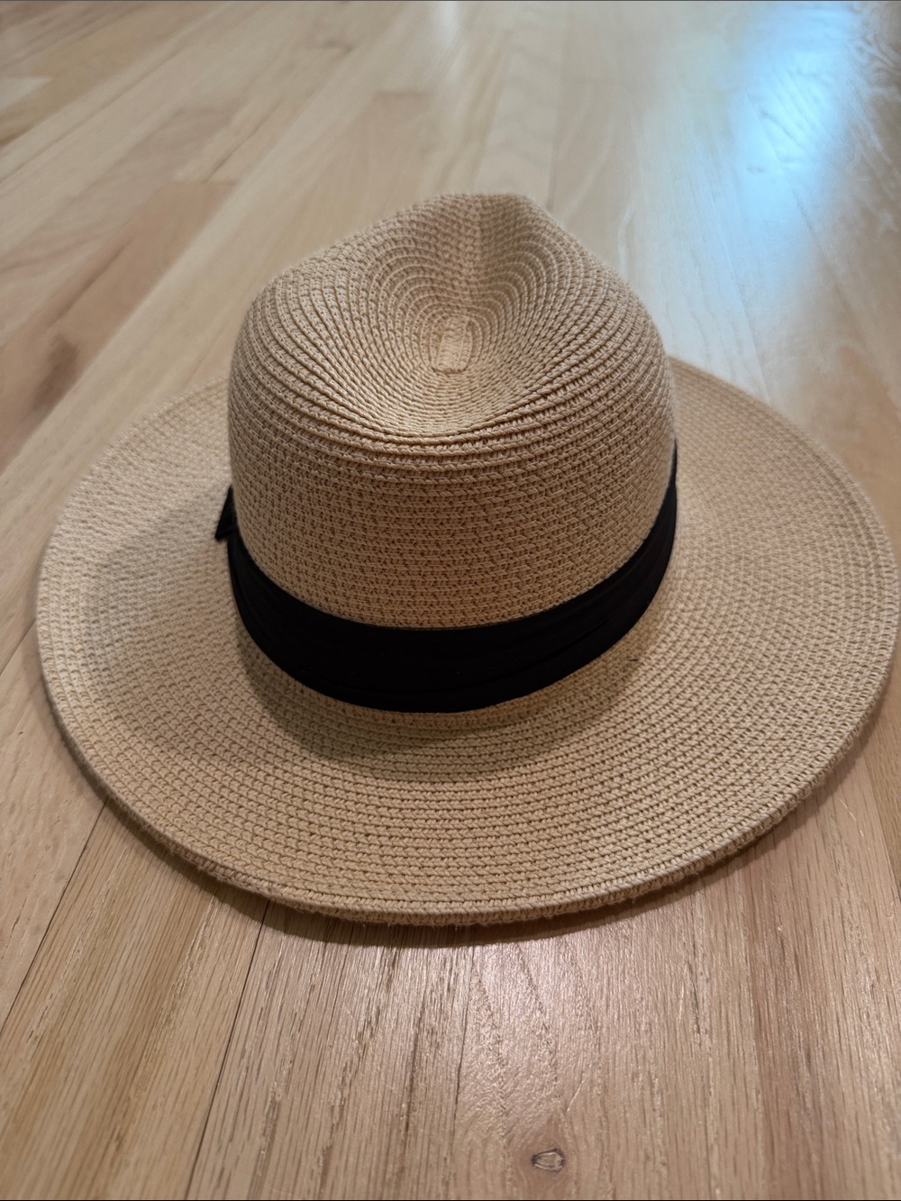 Panama Straw Sun Hat with Black Band